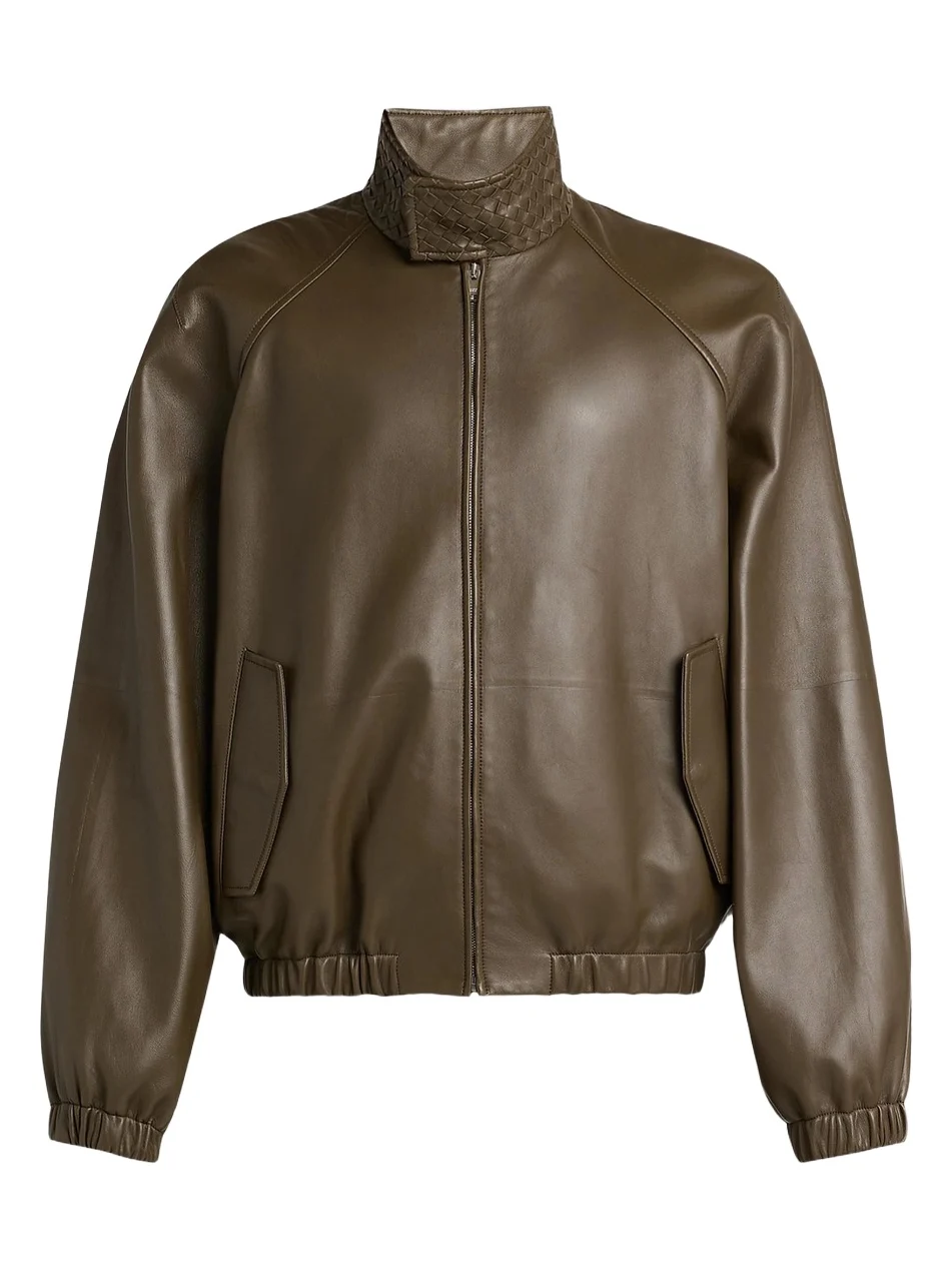 Bottega Veneta Men's Raglan Sleeve Leather Jacket