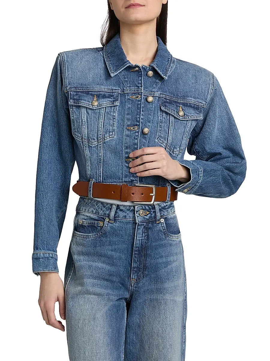 Cinq à Sept Women's Graciel Belted Denim Jacket | Thumbnail 3 Cinq à Sept Women's Graciel Belted Denim Jacket | Thumbnail 3