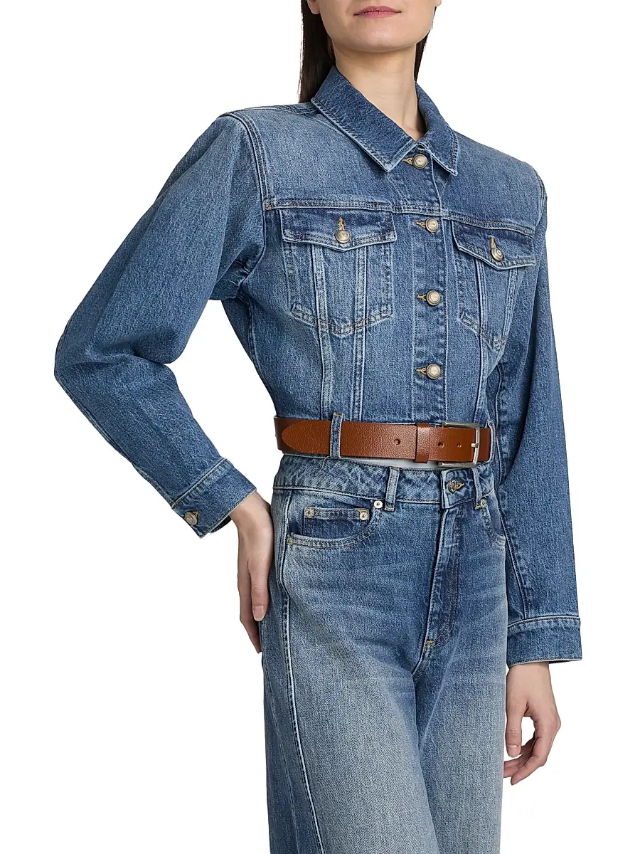 Cinq à Sept Women's Graciel Belted Denim Jacket | Thumbnail 4 Cinq à Sept Women's Graciel Belted Denim Jacket | Thumbnail 4