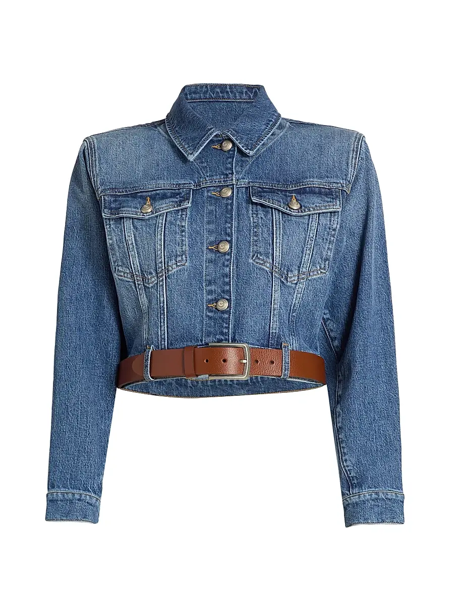 Cinq à Sept Women's Graciel Belted Denim Jacket - Amberstone | Image 1 Cinq à Sept Women's Graciel Belted Denim Jacket - Amberstone | Image 1