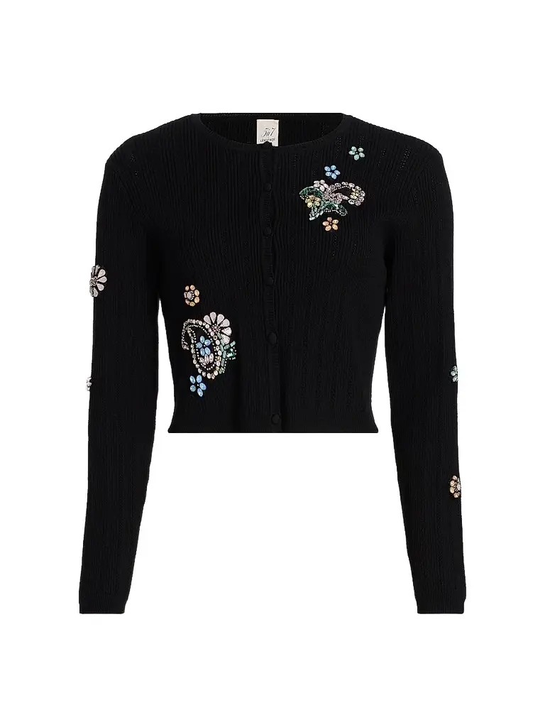 Cinq à Sept Women's Allison Embellished Cardigan - Black Multi | Image 1 Cinq à Sept Women's Allison Embellished Cardigan - Black Multi | Image 1