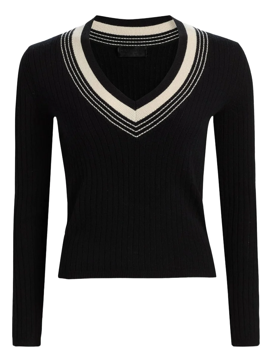 Women's Aziel Striped Cashmere V-Neck Sweater Women's Aziel Striped Cashmere V-Neck Sweater