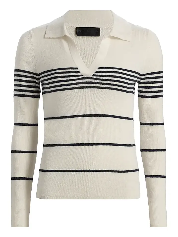 Women's Lucille Striped Cashmere Polo Sweater