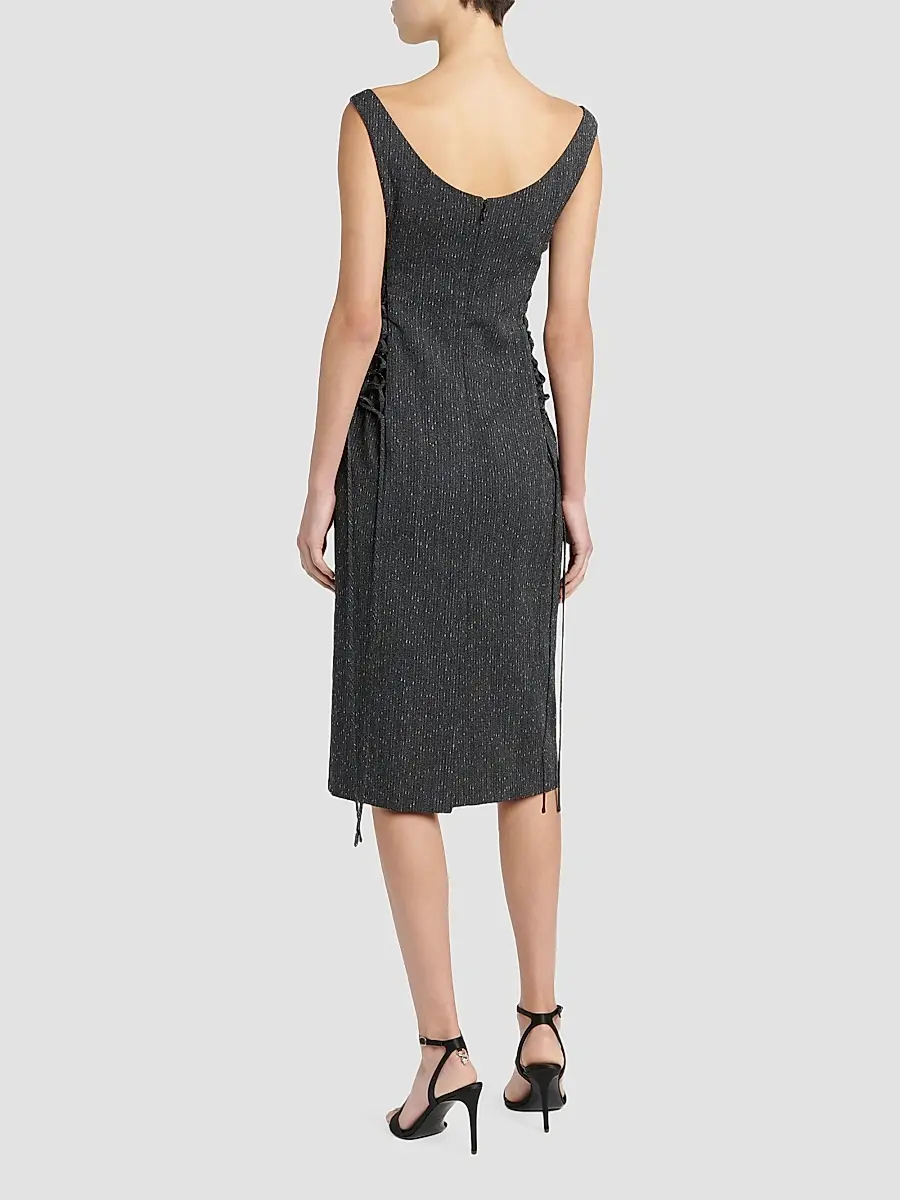 Alexander McQueen Women's Speckled Wool Lacing Midi Dress | Thumbnail 4 Alexander McQueen Women's Speckled Wool Lacing Midi Dress | Thumbnail 4