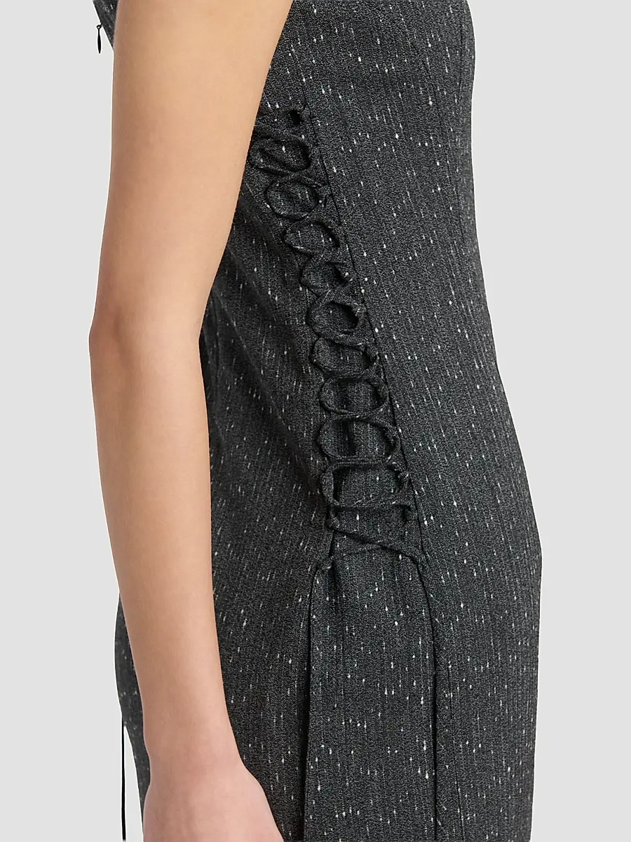 Alexander McQueen Women's Speckled Wool Lacing Midi Dress | Thumbnail 5 Alexander McQueen Women's Speckled Wool Lacing Midi Dress | Thumbnail 5