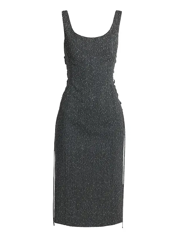 Women's Speckled Wool Lacing Midi Dress Women's Speckled Wool Lacing Midi Dress