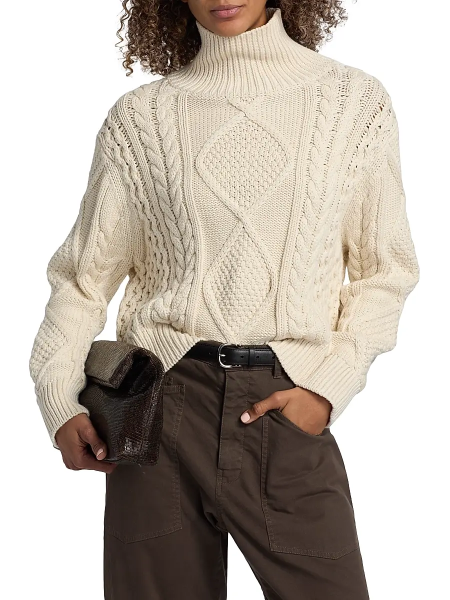 Nili Lotan Women's Kimmy Cotton-Cashmere Turtleneck Sweater | Thumbnail 3