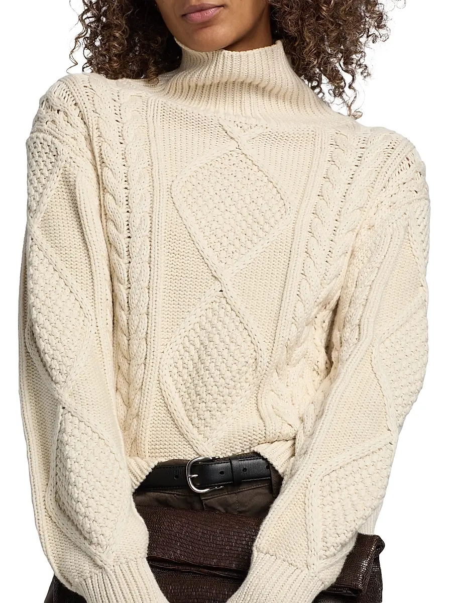 Nili Lotan Women's Kimmy Cotton-Cashmere Turtleneck Sweater | Thumbnail 6