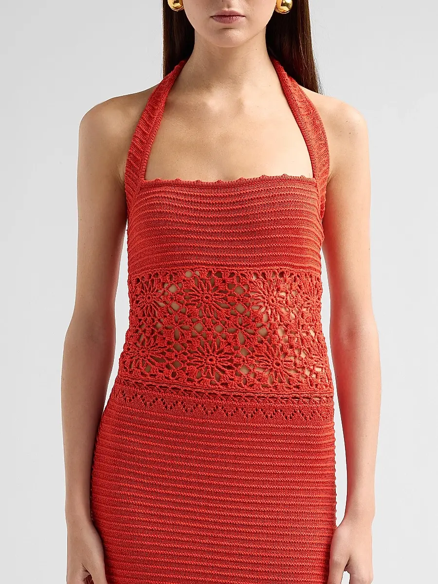 Retrofête Women's Peggie Crochet Halter Maxi Dress | Thumbnail 5