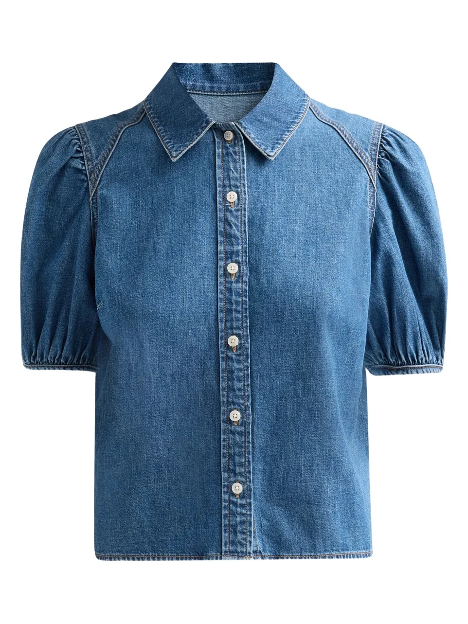 Women's Leandor Denim Puff-Sleeve Top