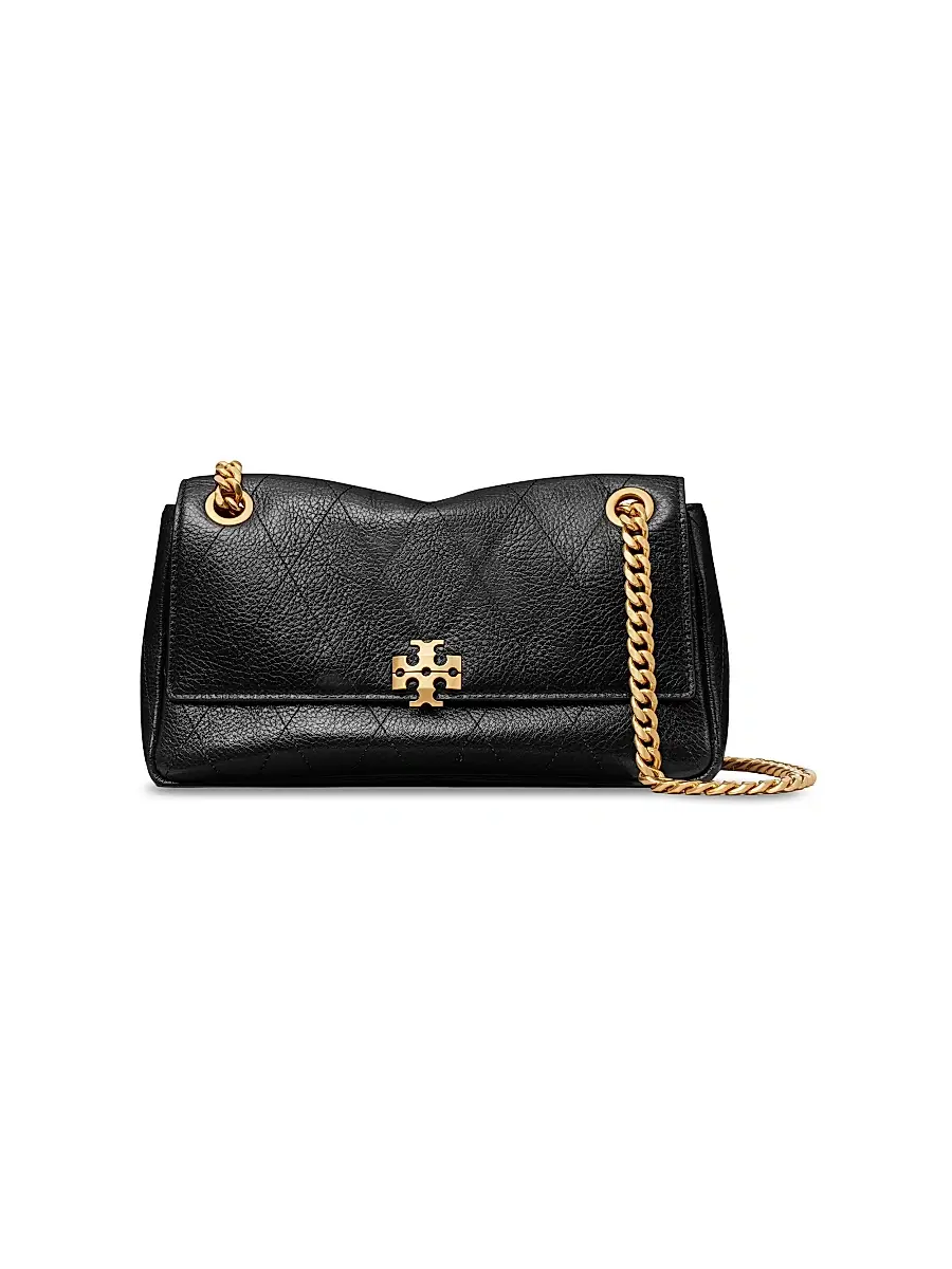 Tory Burch Women's Charlie Quilted Leather Small Shoulder Bag - Black | Image 1 Tory Burch Women's Charlie Quilted Leather Small Shoulder Bag - Black | Image 1