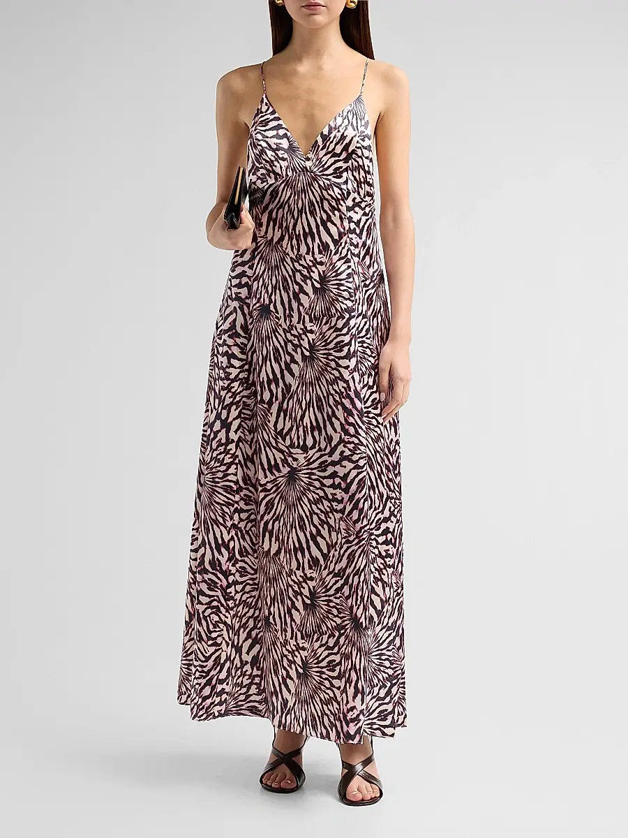 Ulla Johnson Women's Oriana Zebra-Print Satin A-Line Maxi Dress | Thumbnail 2 Ulla Johnson Women's Oriana Zebra-Print Satin A-Line Maxi Dress | Thumbnail 2
