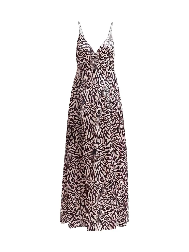 Ulla Johnson Women's Oriana Zebra-Print Satin A-Line Maxi Dress | Image 1 Ulla Johnson Women's Oriana Zebra-Print Satin A-Line Maxi Dress | Image 1