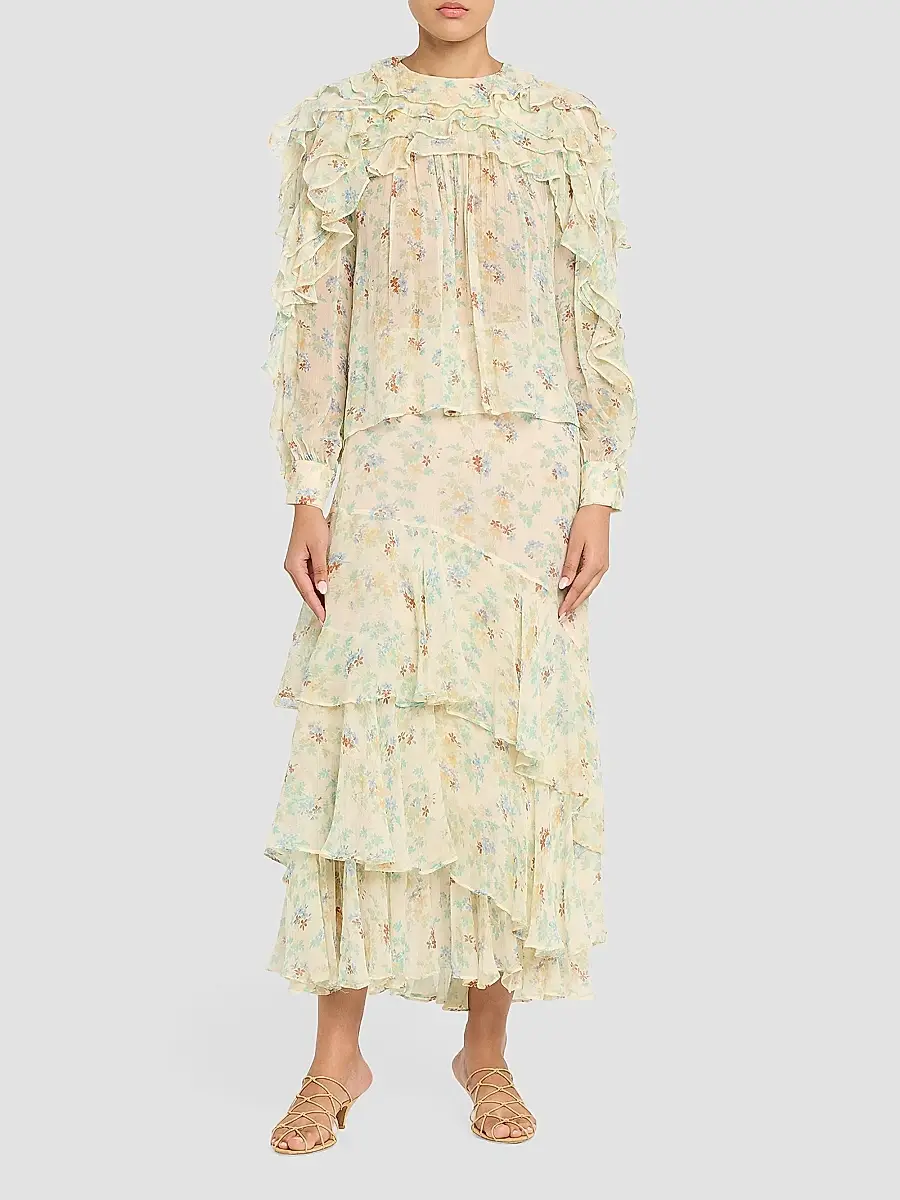 Ulla Johnson Women's Meadow Silk Midi Skirt | Thumbnail 2 Ulla Johnson Women's Meadow Silk Midi Skirt | Thumbnail 2