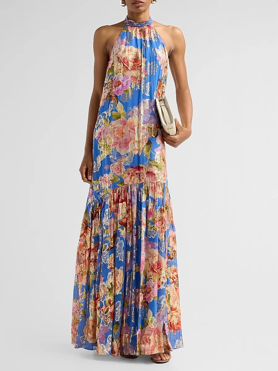 Hemant & Nandita Women's Floral A-Line Maxi Dress | Thumbnail 2