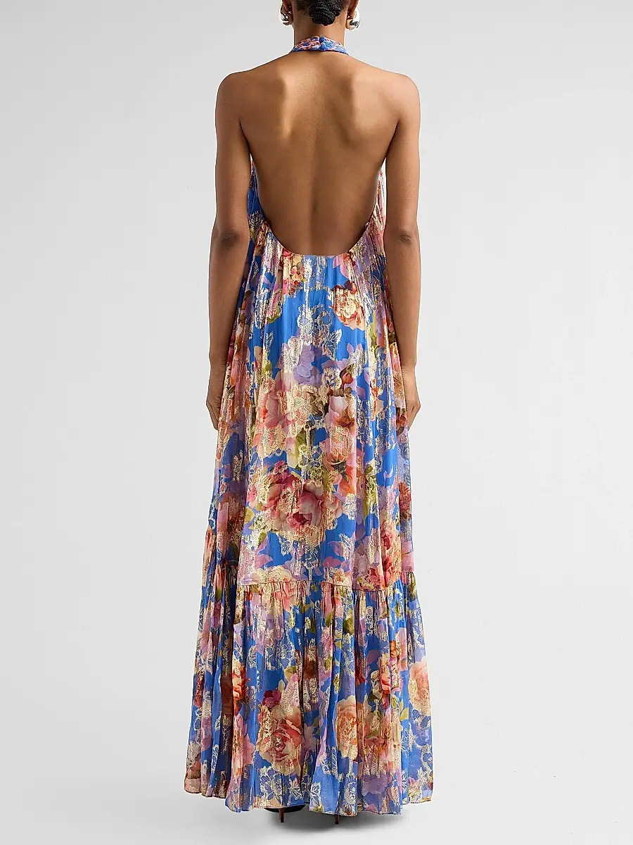 Hemant & Nandita Women's Floral A-Line Maxi Dress | Thumbnail 3