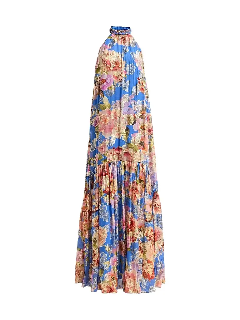 Hemant & Nandita Women's Floral A-Line Maxi Dress - Blue | Image 1 Hemant & Nandita Women's Floral A-Line Maxi Dress - Blue | Image 1