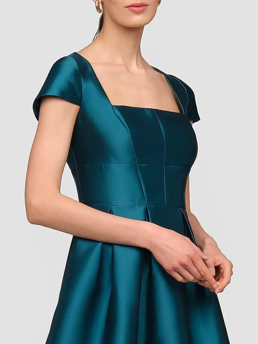 Kay Unger Women's Amaya Satin Floral-Hem Tea-Length Dress | Thumbnail 6 Kay Unger Women's Amaya Satin Floral-Hem Tea-Length Dress | Thumbnail 6