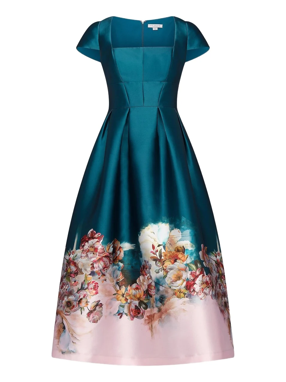 Women's Amaya Satin Floral-Hem Tea-Length Dress Women's Amaya Satin Floral-Hem Tea-Length Dress