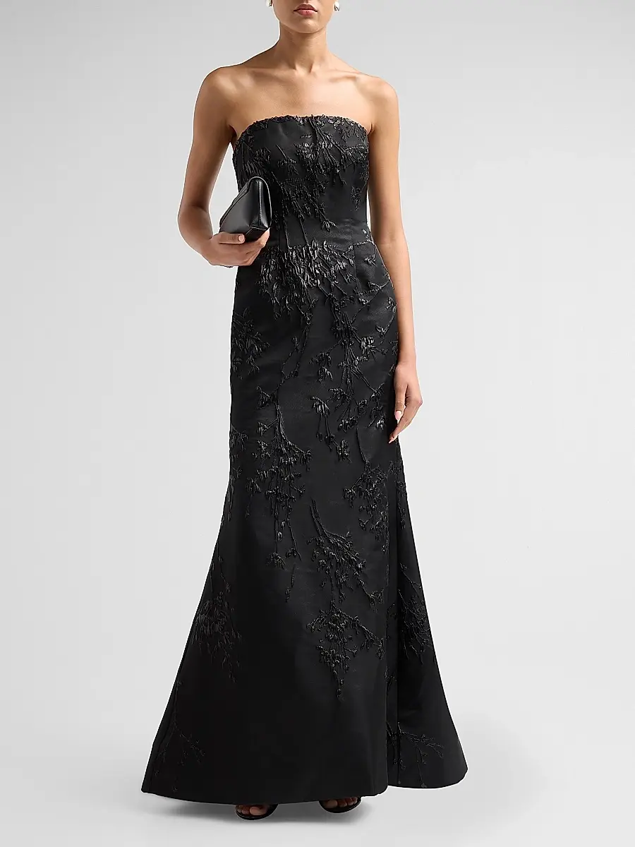 Rene Ruiz Collection Women's Embellished Jacquard Strapless Gown | Thumbnail 2 Rene Ruiz Collection Women's Embellished Jacquard Strapless Gown | Thumbnail 2