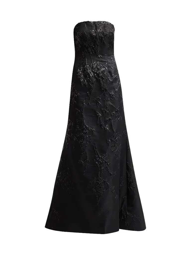Rene Ruiz Collection Women's Embellished Jacquard Strapless Gown