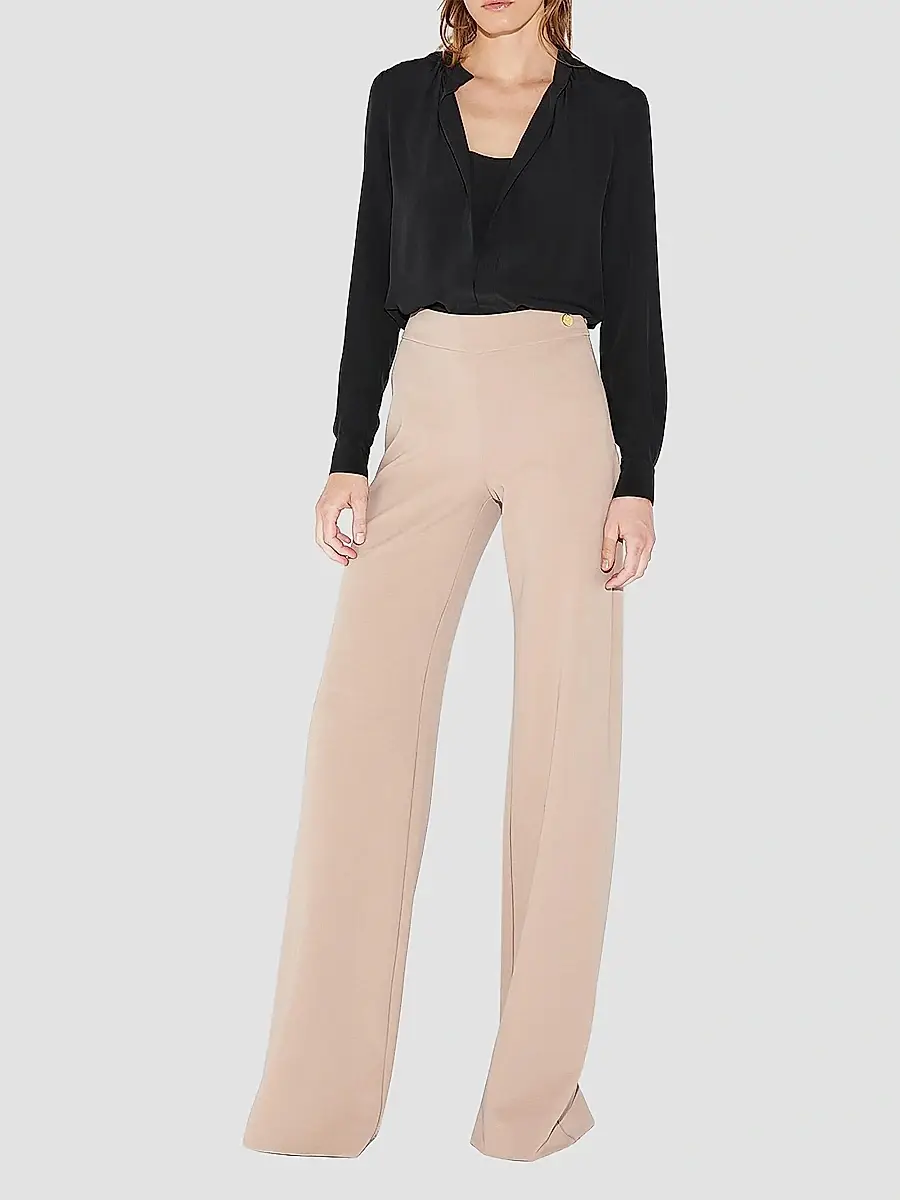 CALLAS MILANO Women's Anouk Stretch Jersey Wide Leg A-Line Pants | Thumbnail 2