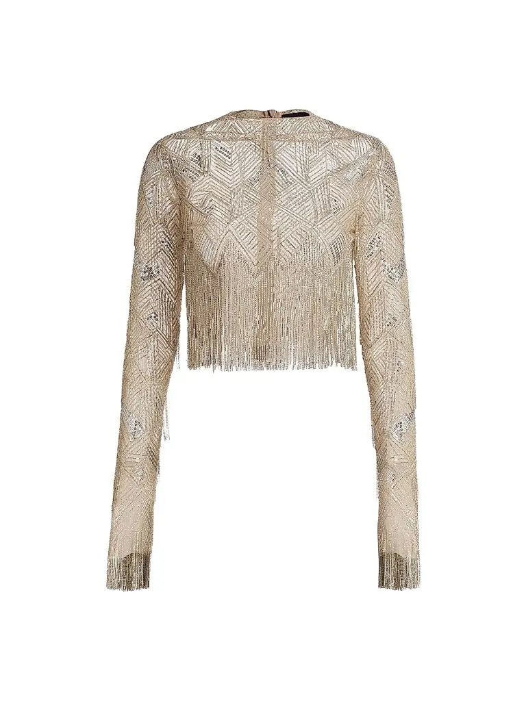Lapointe Women's Geometric Crystal Fringe Crop Top - Silver - Size 10 | Image 1 Lapointe Women's Geometric Crystal Fringe Crop Top - Silver - Size 10 | Image 1