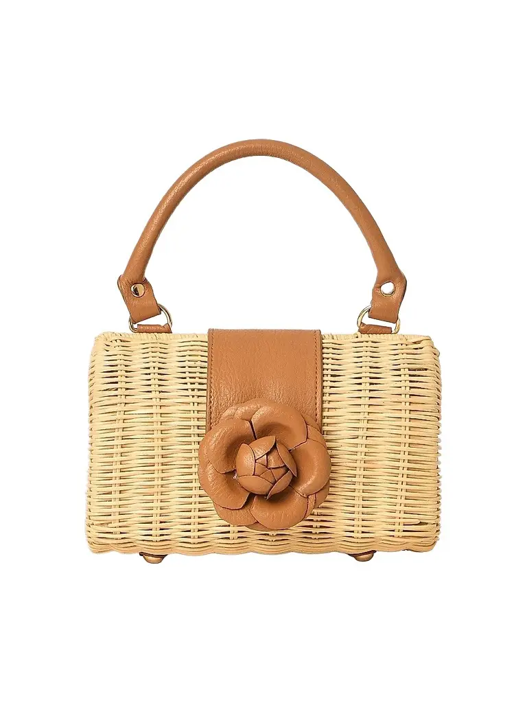 BTB Los Angeles Women's Melody Rattan Leather Trim Clutch - Natural Chocolate | Image 1 BTB Los Angeles Women's Melody Rattan Leather Trim Clutch - Natural Chocolate | Image 1