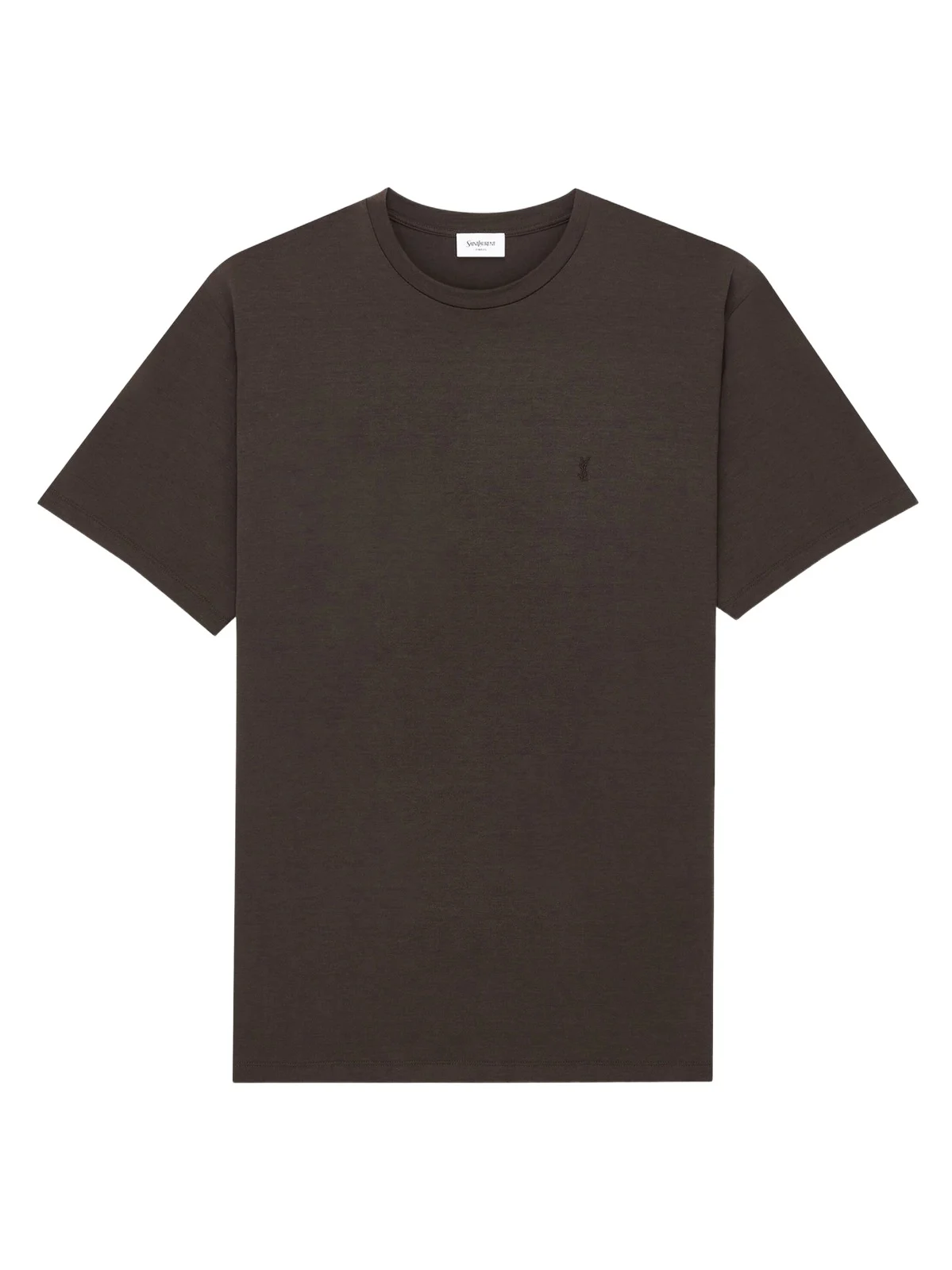 Saint Laurent Men's Cassandre T-Shirt in Silk and Cotton - Ebene
