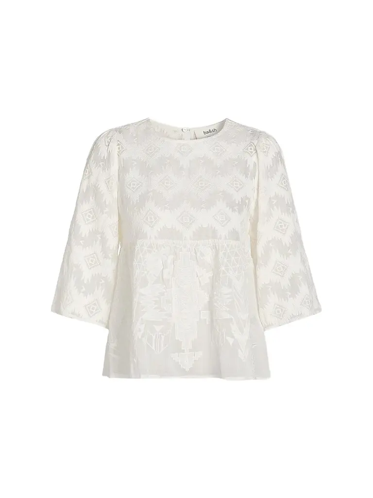 ba & sh Women's Apollon Embroidered Babydoll Top - Ecru | Image 1 ba & sh Women's Apollon Embroidered Babydoll Top - Ecru | Image 1