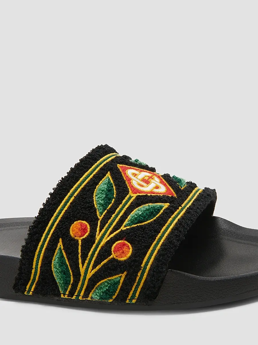 Casablanca Men's Embroidered Terry Slide Sandals | Thumbnail 3 Casablanca Men's Embroidered Terry Slide Sandals | Thumbnail 3