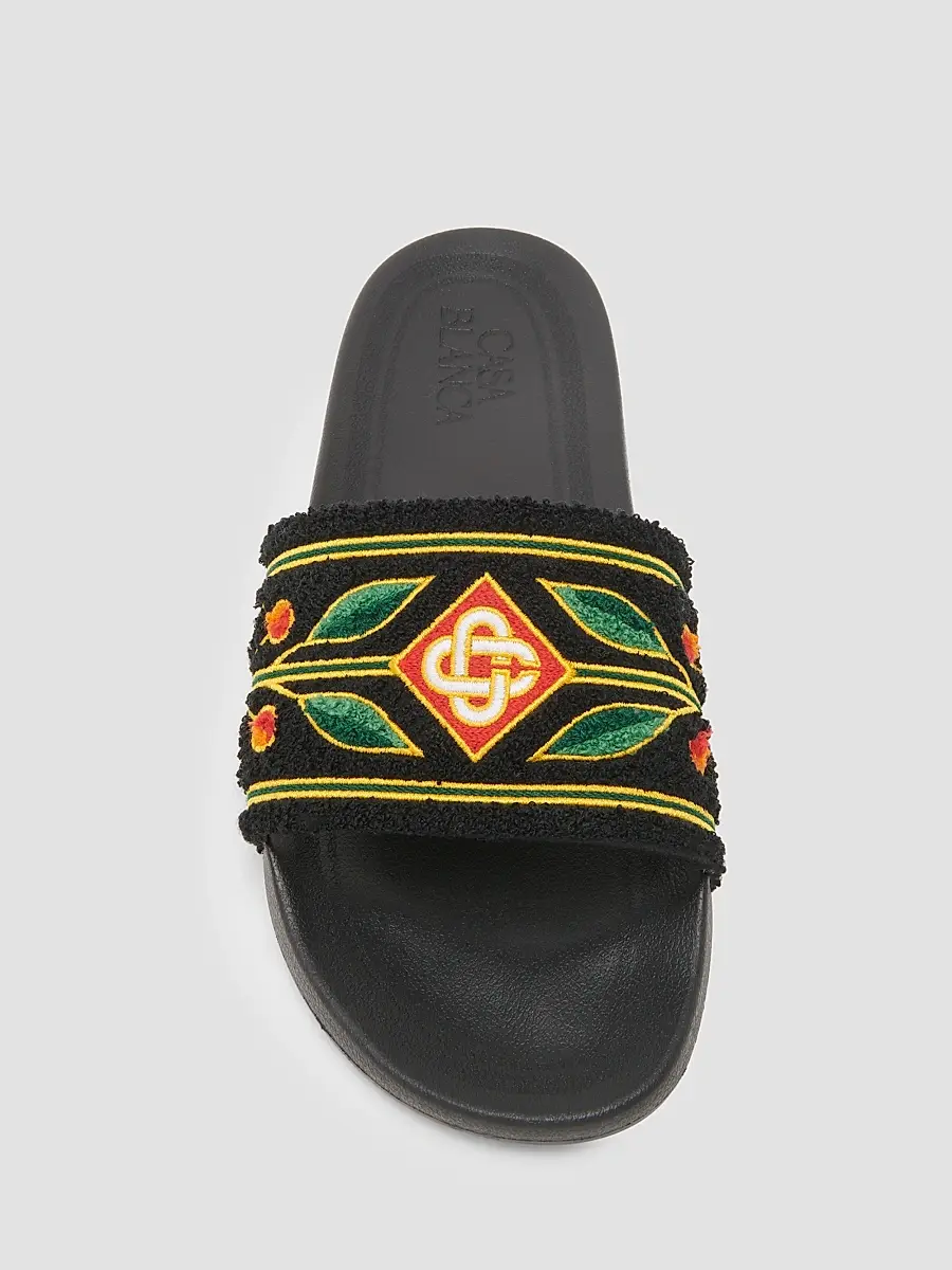 Casablanca Men's Embroidered Terry Slide Sandals | Thumbnail 4 Casablanca Men's Embroidered Terry Slide Sandals | Thumbnail 4
