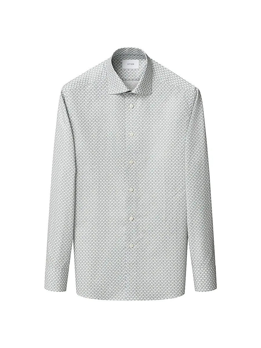 Eton Men's Contemporary-Fit Twill Pineapple Dress Shirt | Thumbnail 2 Eton Men's Contemporary-Fit Twill Pineapple Dress Shirt | Thumbnail 2