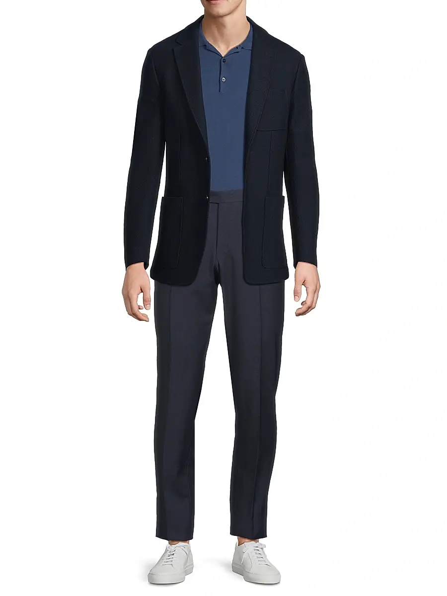 Canali Men's Textured Jersey Wool Jacket | Thumbnail 2 Canali Men's Textured Jersey Wool Jacket | Thumbnail 2