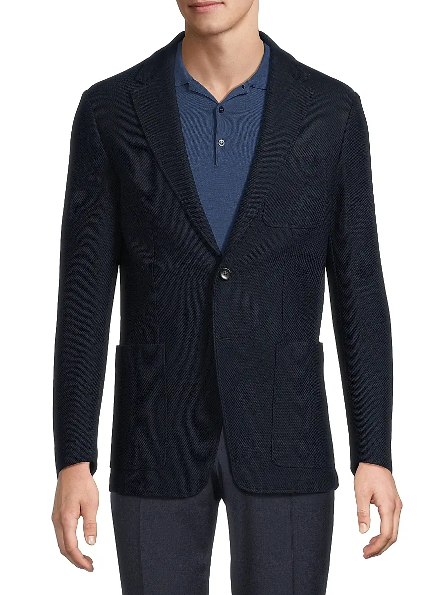 Canali Men's Textured Jersey Wool Jacket | Thumbnail 3 Canali Men's Textured Jersey Wool Jacket | Thumbnail 3