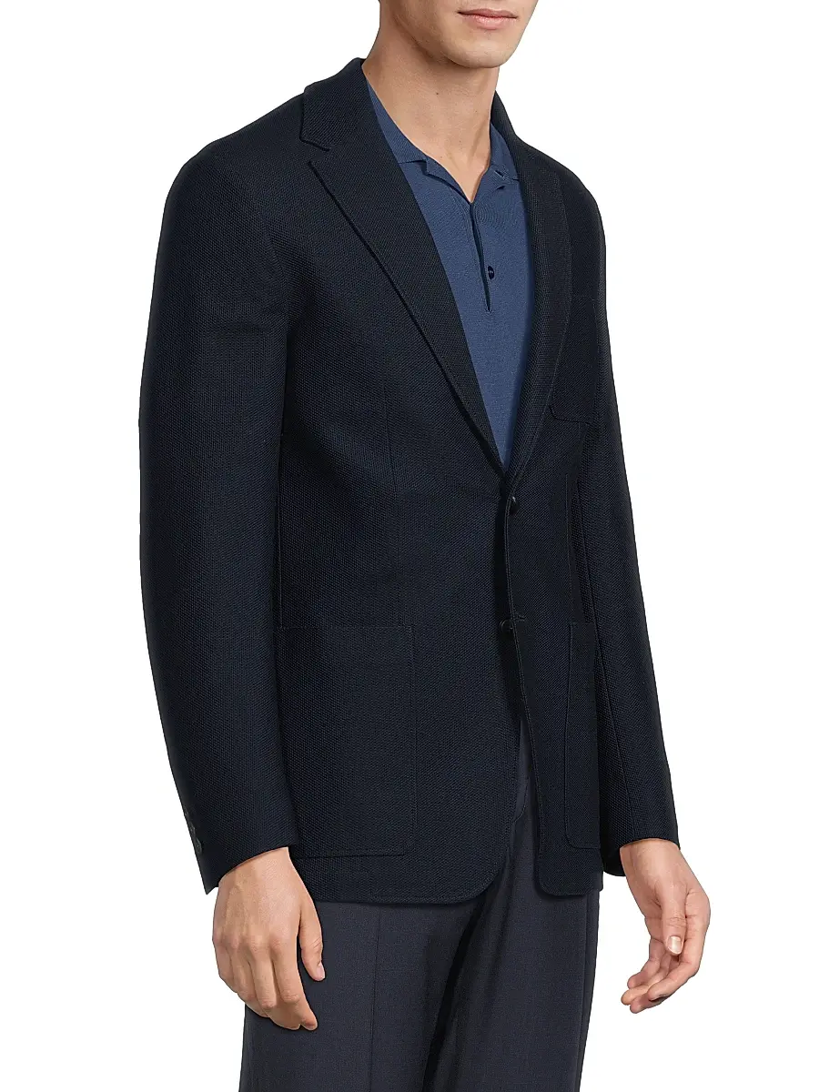 Canali Men's Textured Jersey Wool Jacket | Thumbnail 4 Canali Men's Textured Jersey Wool Jacket | Thumbnail 4