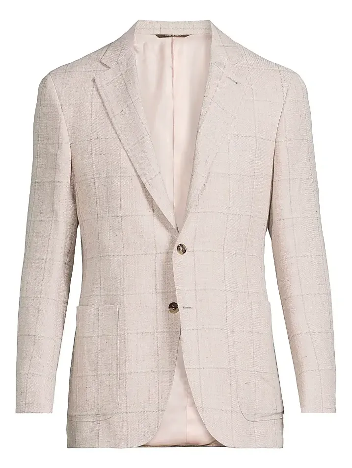 Canali Men's Windowpane Linen-Wool Sportcoat