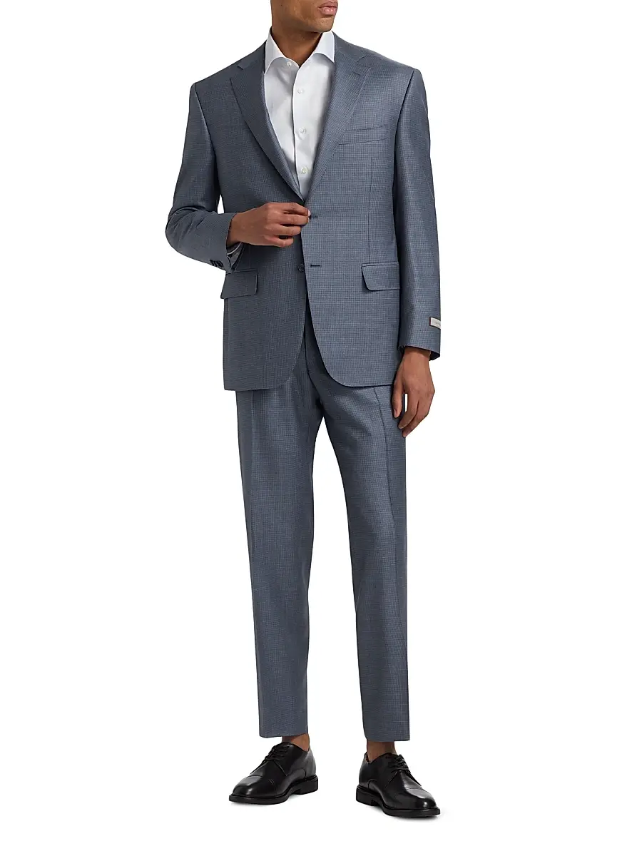 Canali Men's Micro Houndstooth Classic-Fit Wool Suit | Thumbnail 2 Canali Men's Micro Houndstooth Classic-Fit Wool Suit | Thumbnail 2