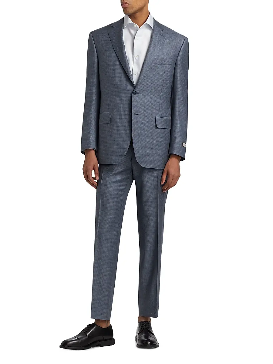 Canali Men's Micro Houndstooth Classic-Fit Wool Suit | Thumbnail 3 Canali Men's Micro Houndstooth Classic-Fit Wool Suit | Thumbnail 3