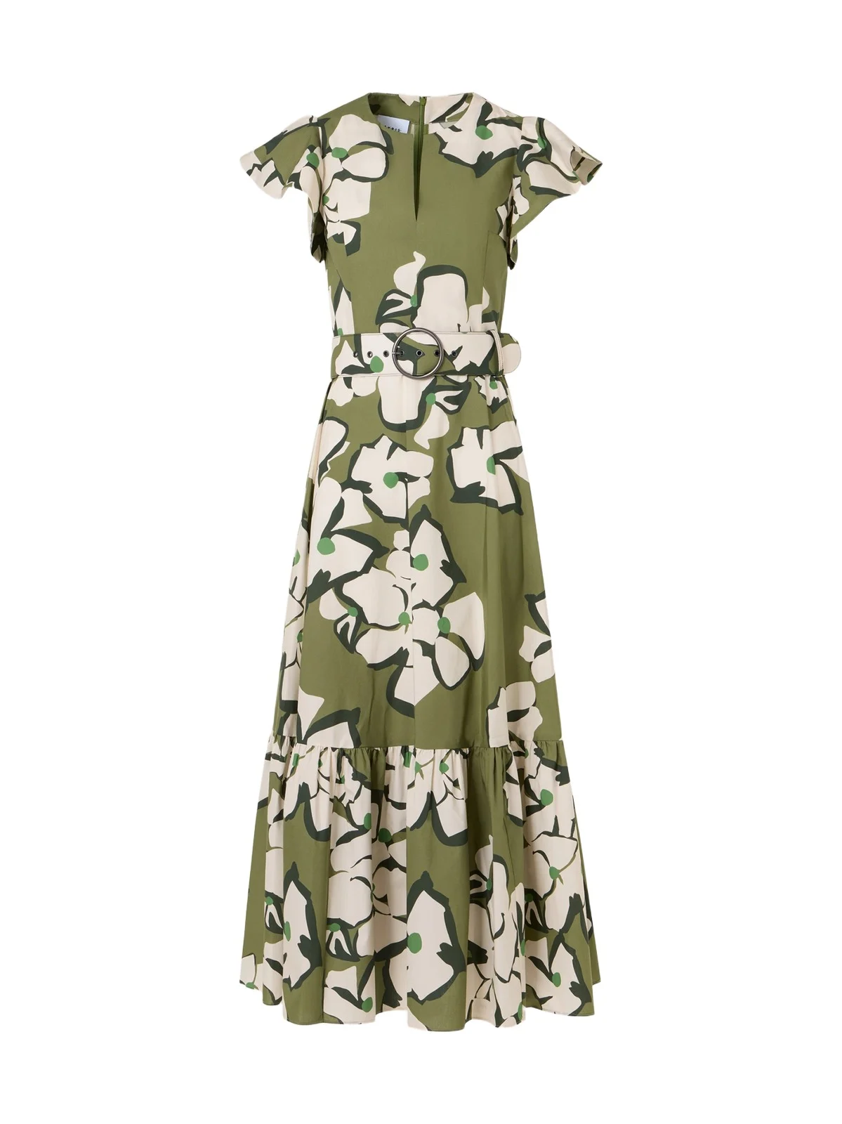 Women's Floral Cotton Belted Midi Dress Women's Floral Cotton Belted Midi Dress