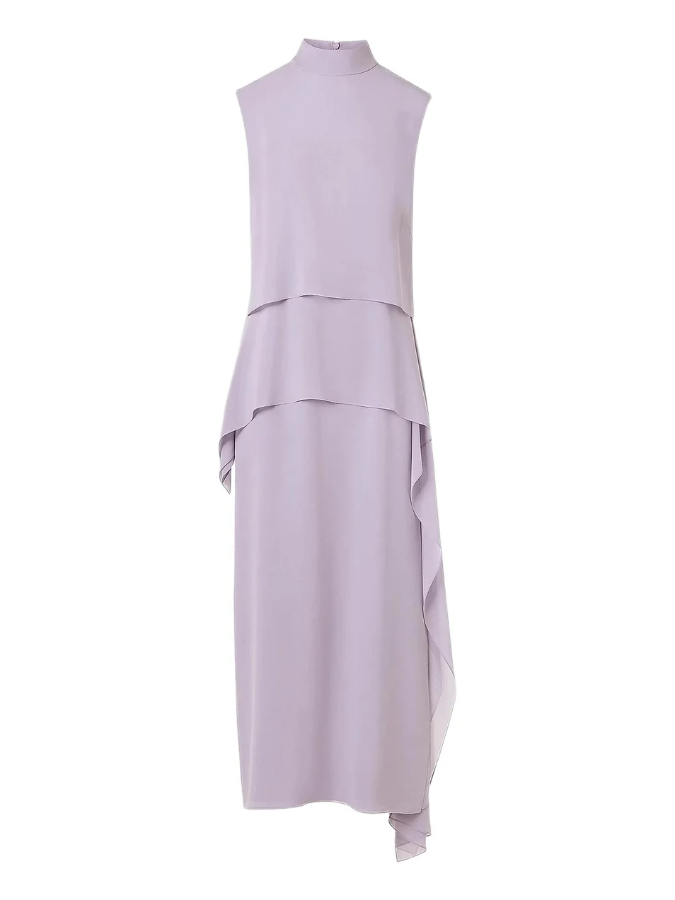 Akris Women's Silk Layered Mock-Neck Midi Dress
