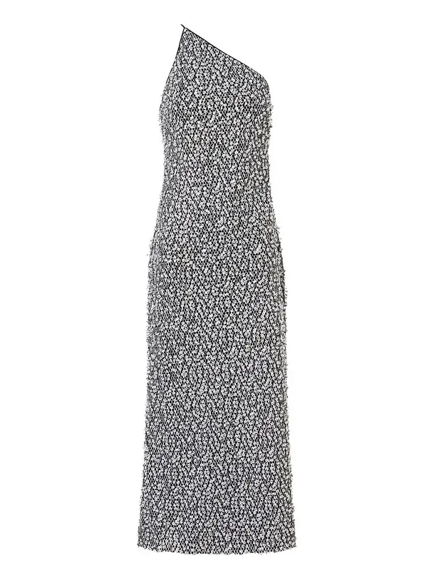 Akris Women's Sequined Cotton-Blend Net One-Shoulder Midi Dress