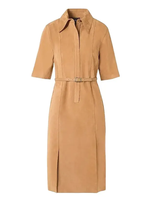 Women's Suede Belted Shirtdress