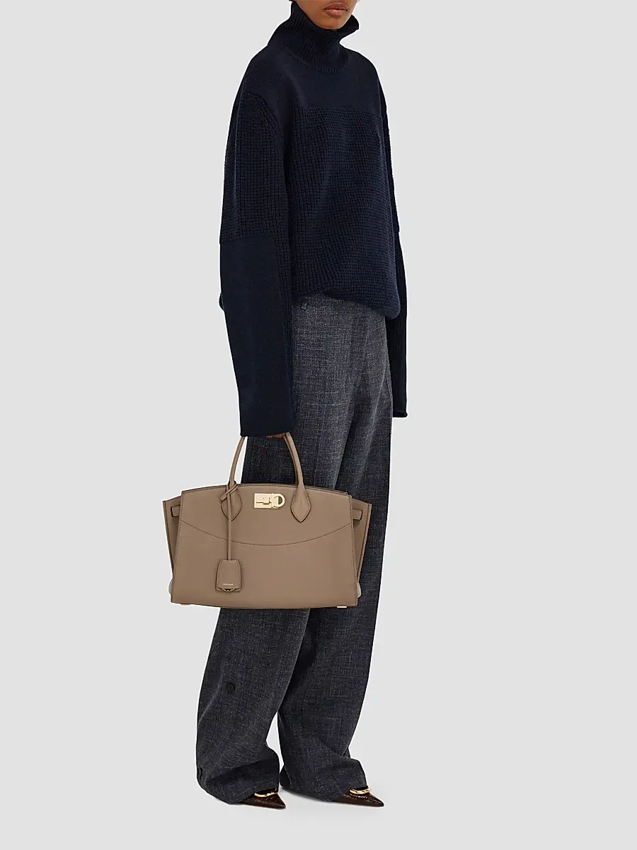 Ferragamo Women's New Studio Soft Large Leather Top Handle Bag | Thumbnail 8 Ferragamo Women's New Studio Soft Large Leather Top Handle Bag | Thumbnail 8