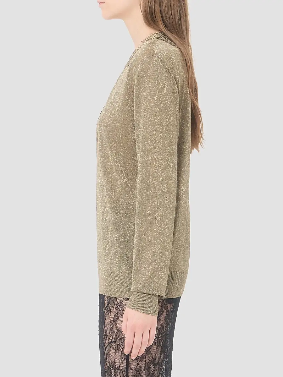 Valentino Women's Lurex Jumper with Lace - Gold | Thumbnail 4