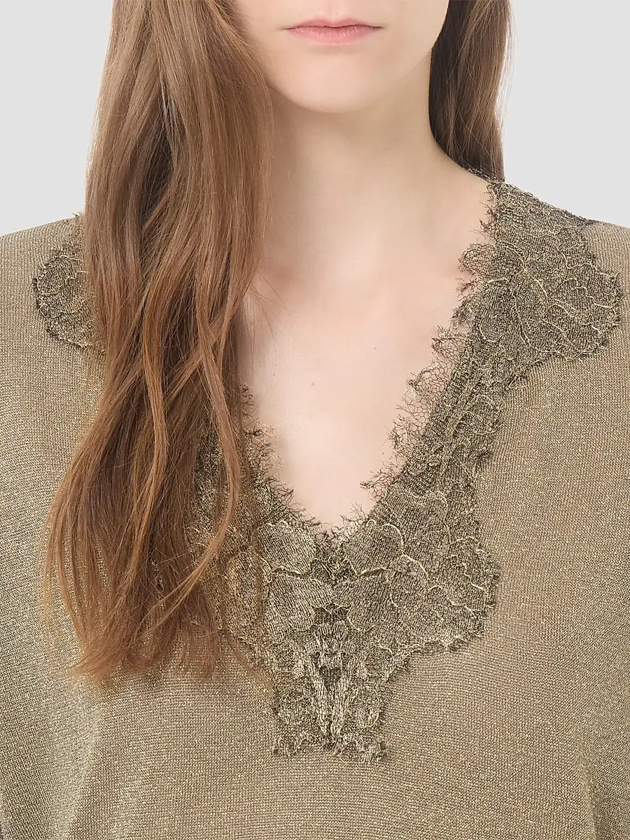 Valentino Women's Lurex Jumper with Lace - Gold | Thumbnail 6
