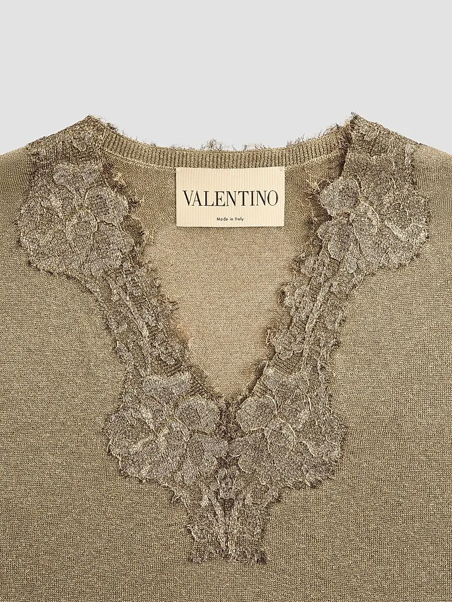 Valentino Women's Lurex Jumper with Lace - Gold | Thumbnail 7