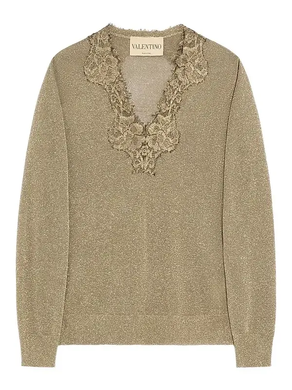 Valentino Women's Lurex Jumper with Lace - Gold