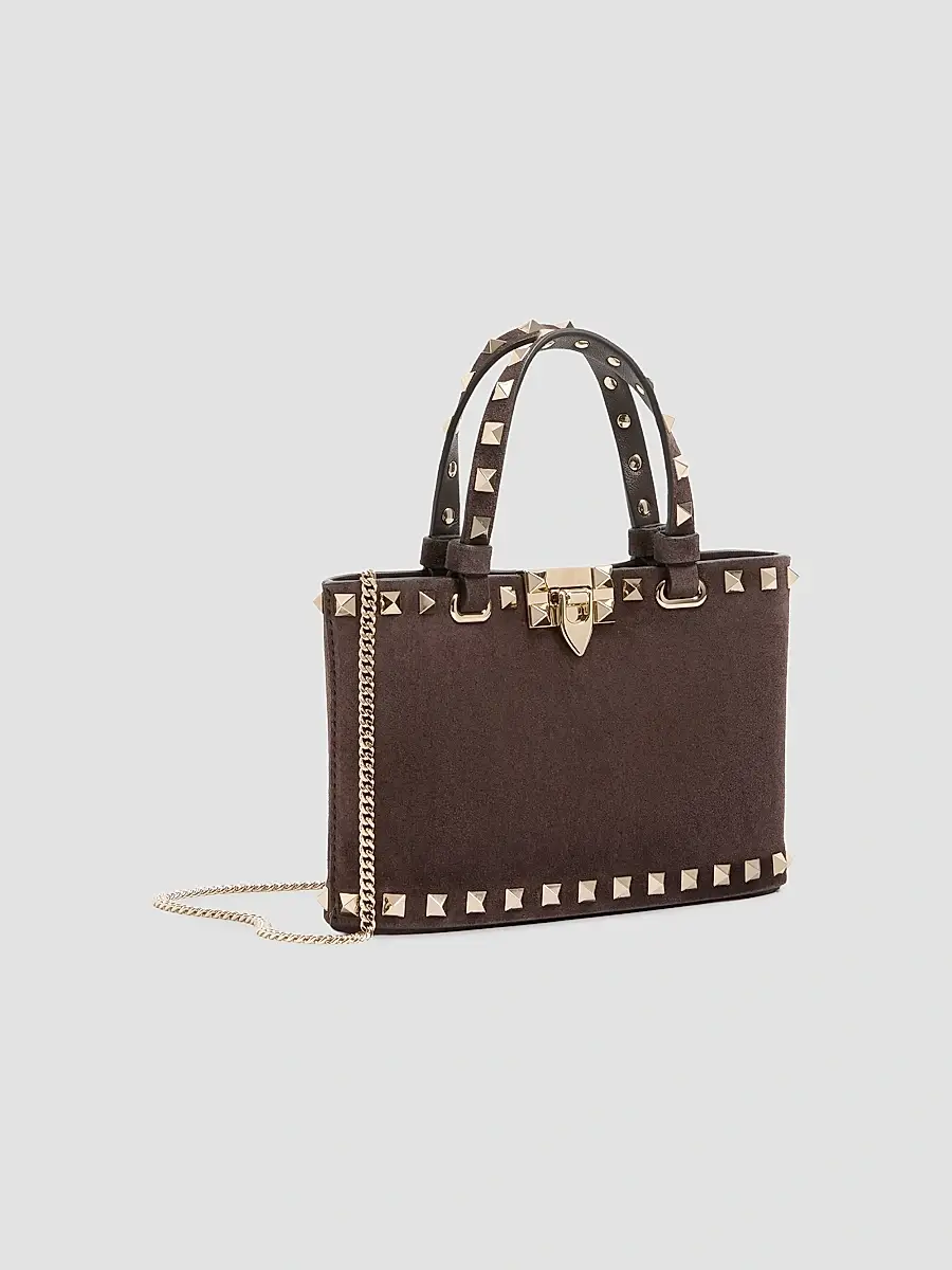 Valentino Women's Rockstud Mini Suede Top Handle Bag | Thumbnail 4 Valentino Women's Rockstud Mini Suede Top Handle Bag | Thumbnail 4