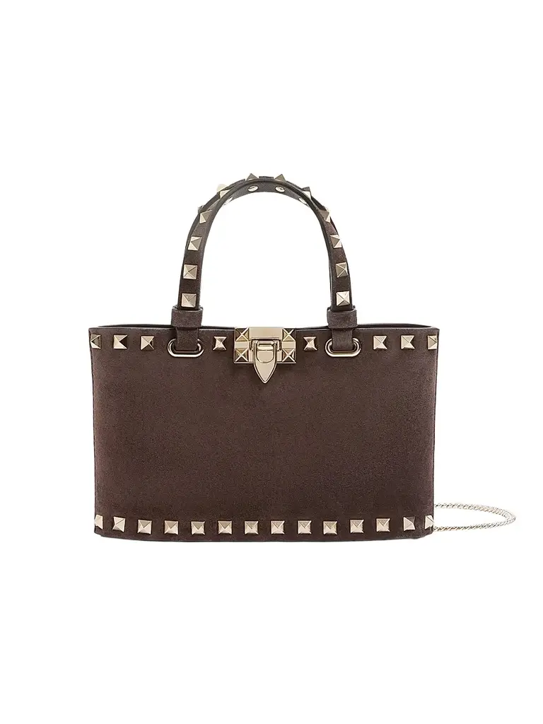 Valentino Garavani Women's Rockstud Mini Suede Top Handle Bag | Image 1 Valentino Garavani Women's Rockstud Mini Suede Top Handle Bag | Image 1
